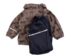 CeLaVi navy printet regntøj bukser og jakke med fleecefoer